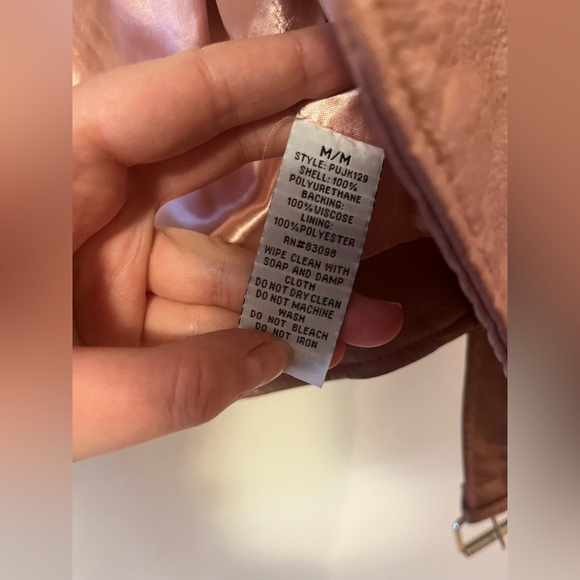 Pink Faux Leather Motorcycle Jacket - Picture 3 of 3